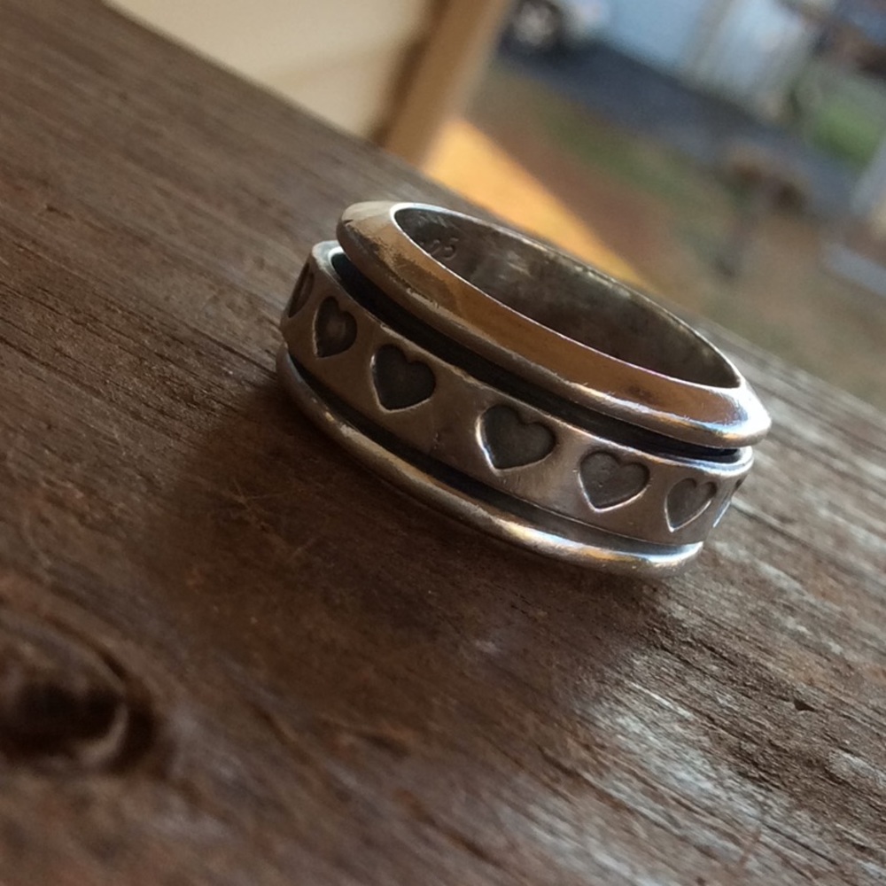 925 Solid Sterling Silver Ring With Hearts - image 2